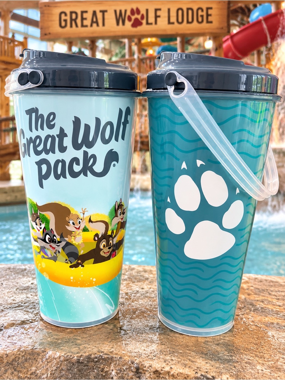 The Great Wolf Pack Blue Travel Tumbler with Lid- set of 2